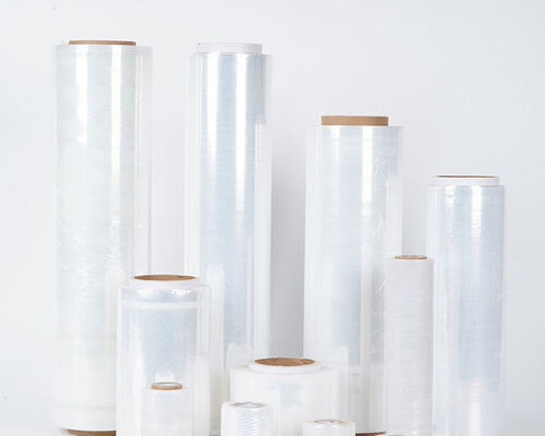 18 polegadas 20 microns filme de alongamento LLDPE plástico macio filme de embalagem mão e máquina uso largura PE material de fundição processado