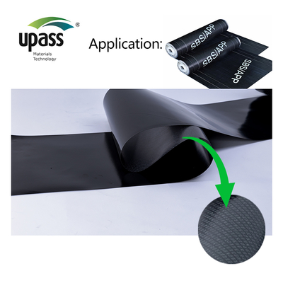 Material de superfície plástica de filme laminado cruzado de HDPE para membrana de impermeabilização de cobertura de betume modificado por polímero autoadesivo