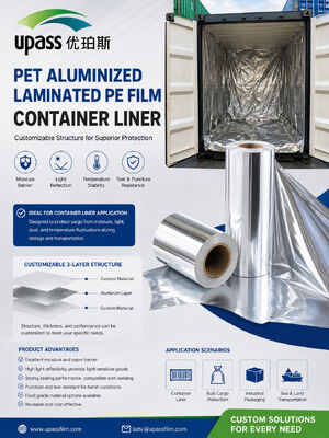 150 μm VMPET Filtro laminado em alumínio PET para isolamento de contentores de transporte e proteção contra a umidade